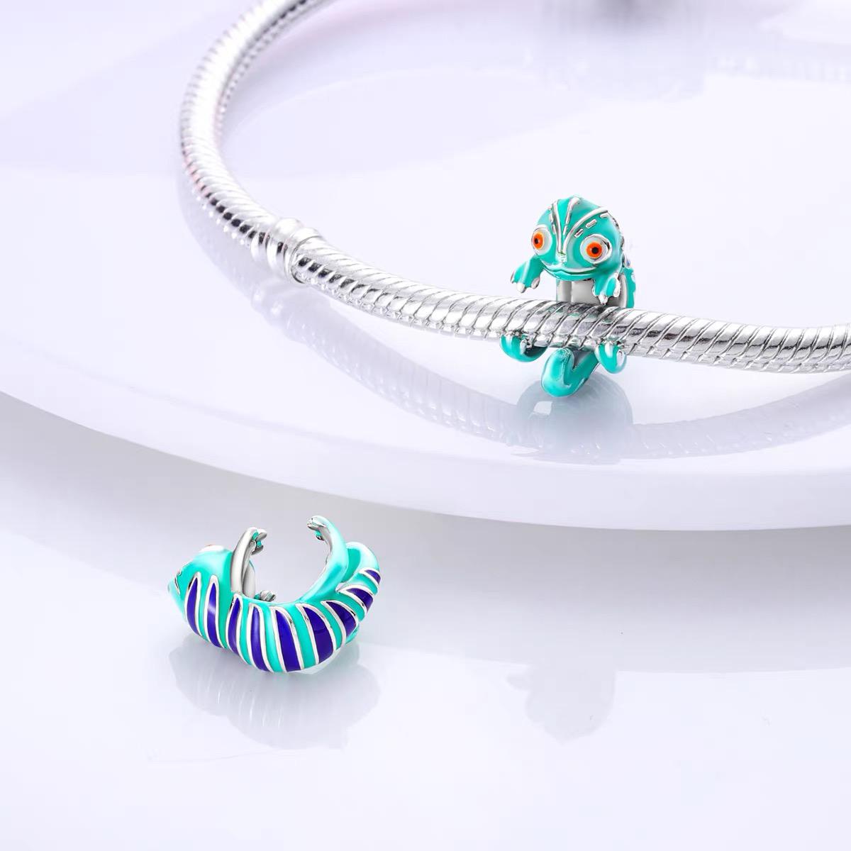 Teal Chameleon Hug Bead Charm