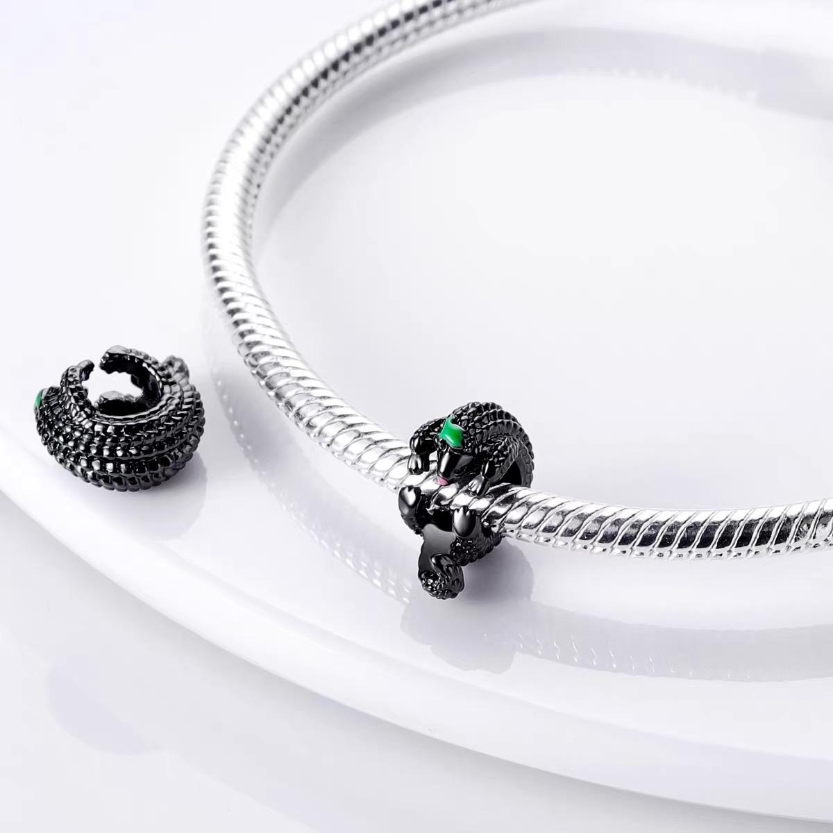 Black Pangolin Hug Bead Charm