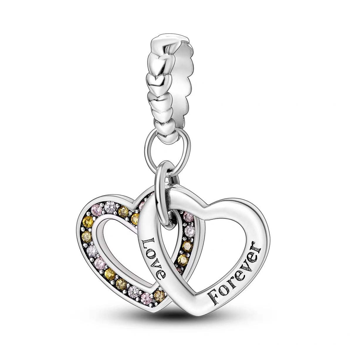 Love Forever Interlinked Hearts Dangle Charm