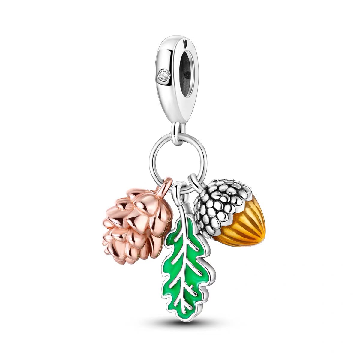 Tropical Palm & Coconut Triple Dangle Charm