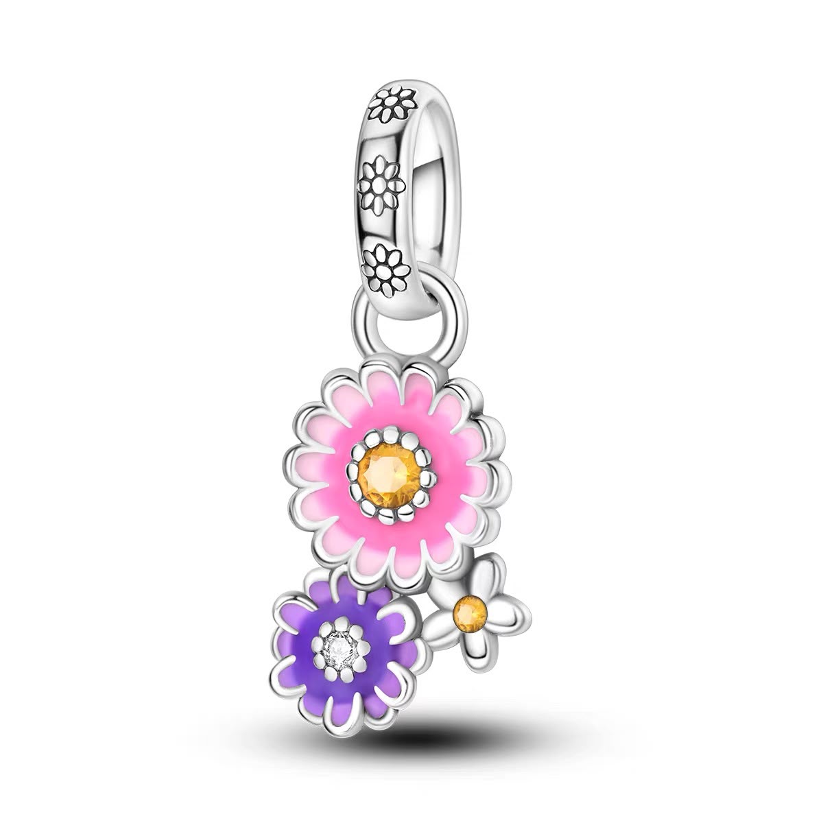 Triple Daisy Bouquet Dangle Charm
