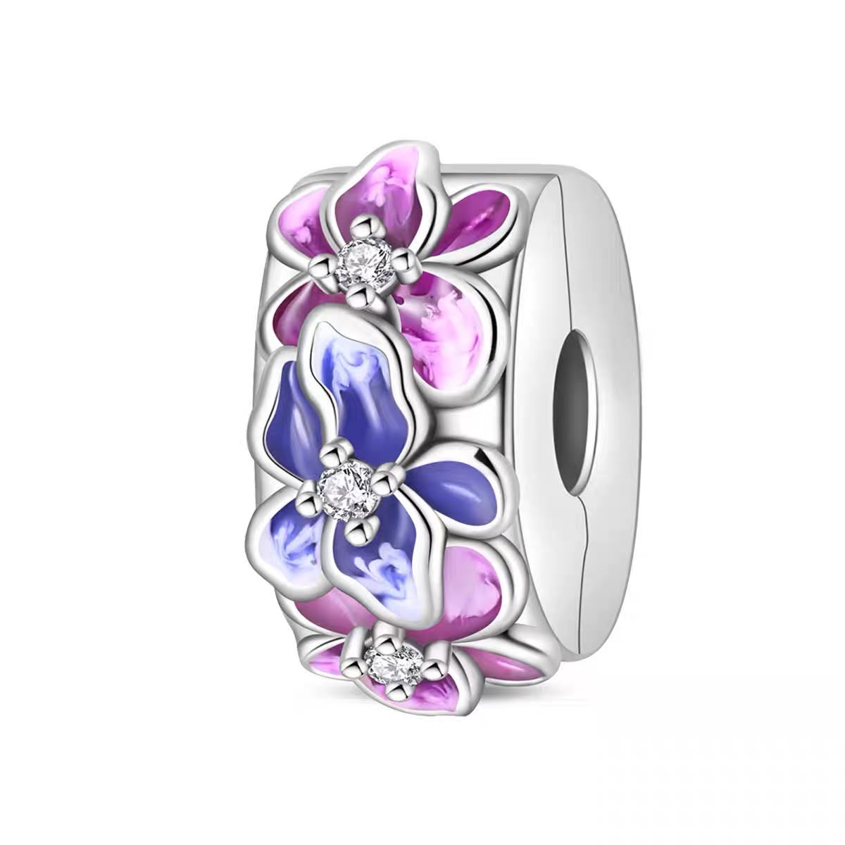 Purple Orchid Clip Bead Charm