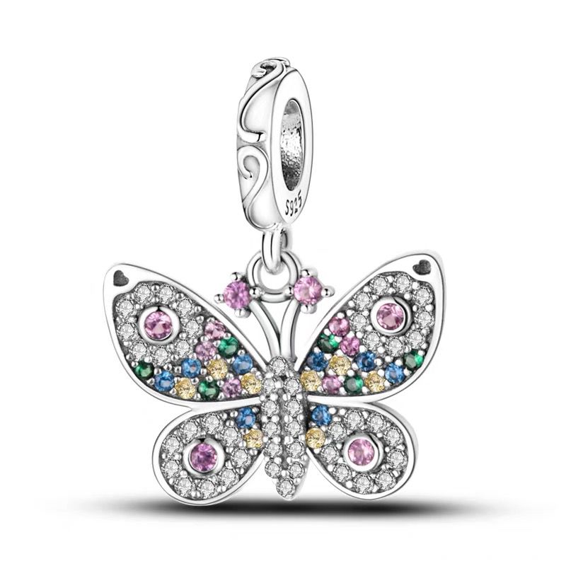 Multicolour Pavé Confetti Butterfly Dangle Charm