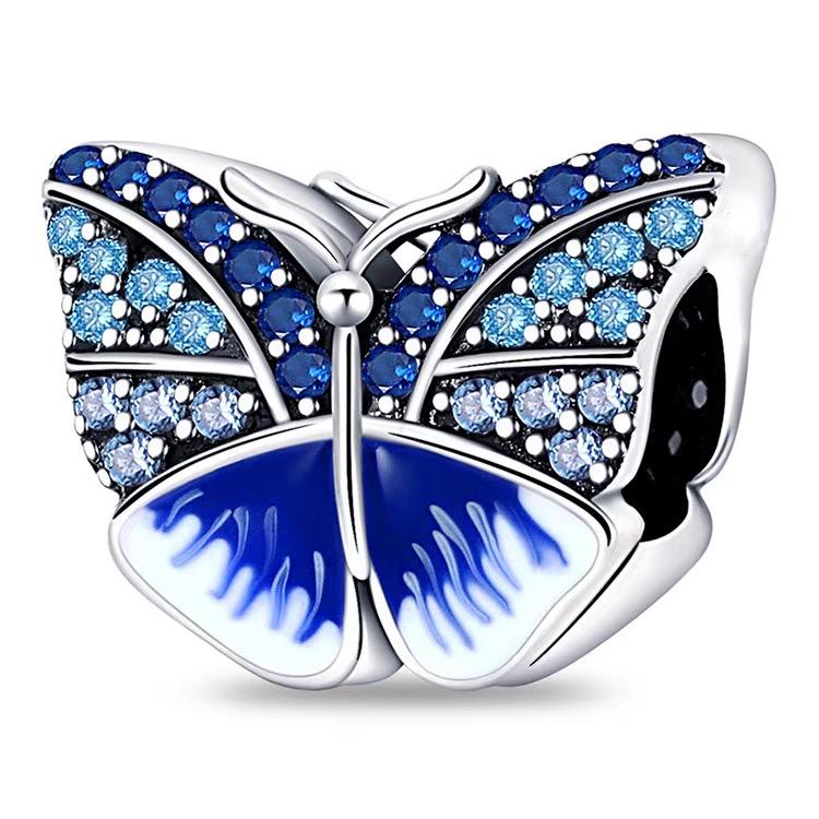 Blue Butterfly Pavé CZ Bead Charm