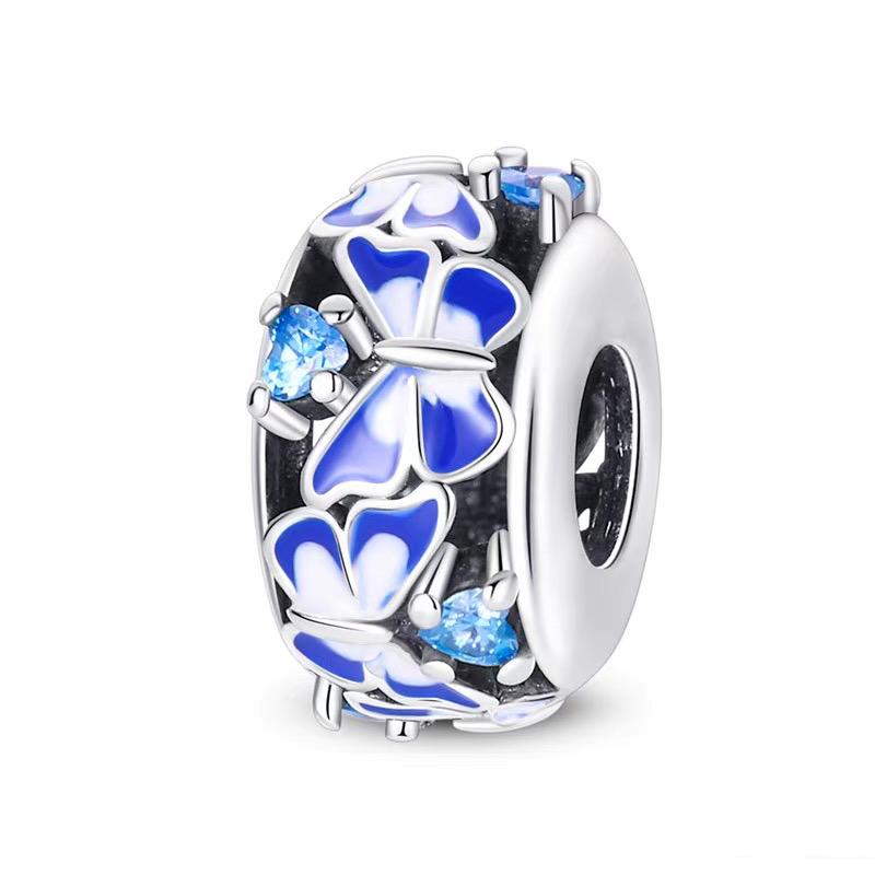 Blue Butterfly Enamel Spacer Bead Charm
