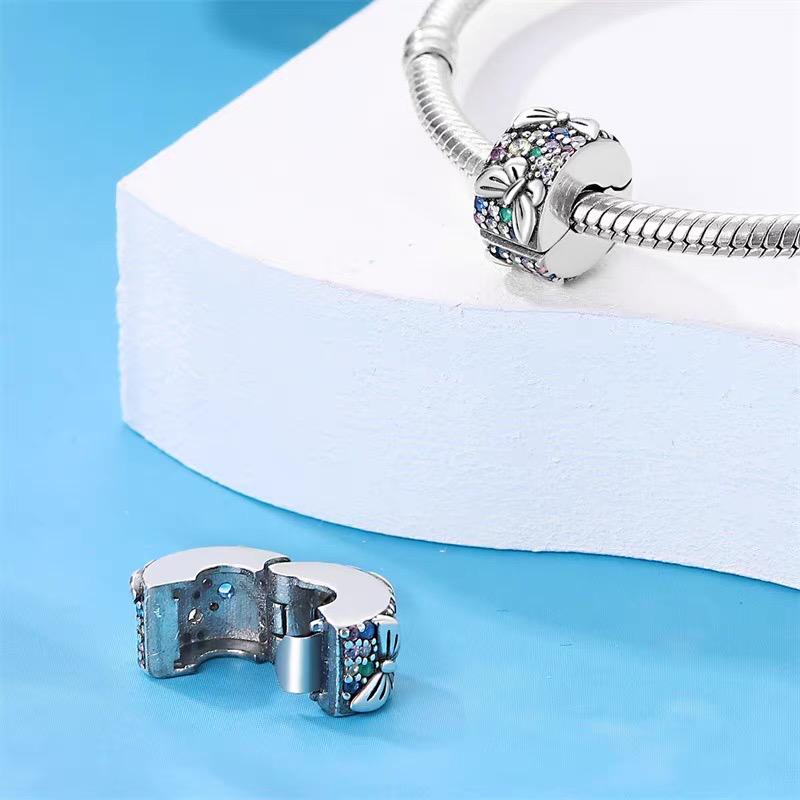 Multicolor CZ Butterfly Spacer Clip Charm