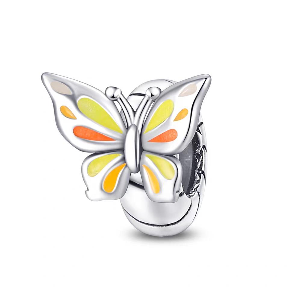 Yellow & Orange Butterfly Enamel Clip Charm