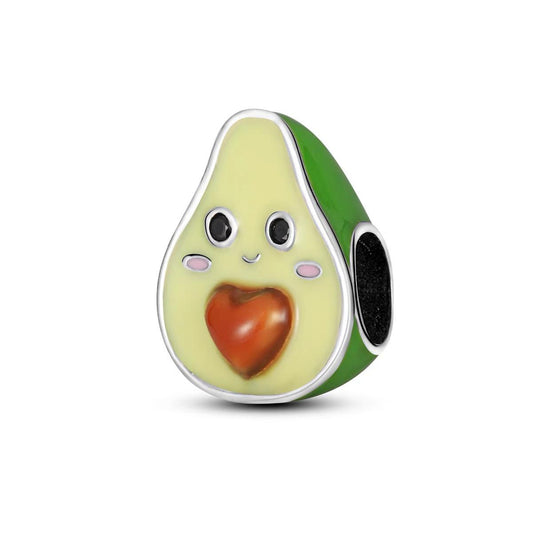 Happy Avocado Heart Enamel Bead Charm