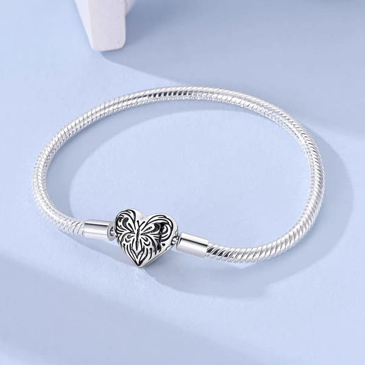 Heart Clasp Snake Chain Charm Bracelet