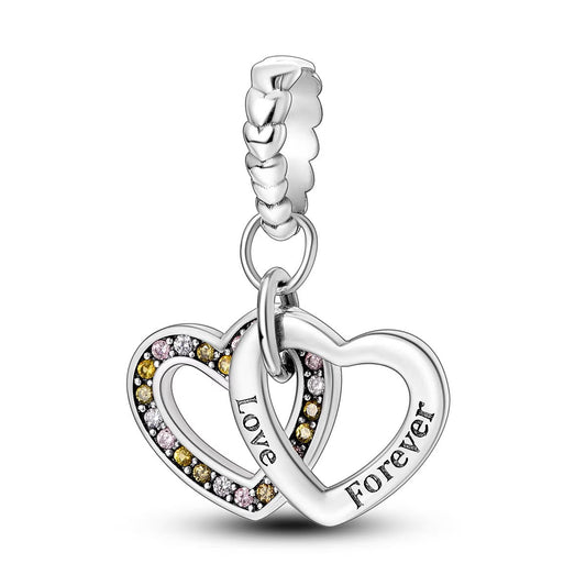 Love Forever Interlinked Hearts Dangle Charm