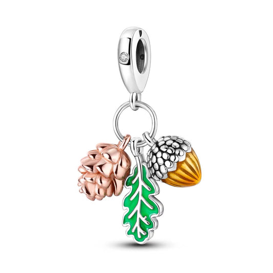Tropical Palm & Coconut Triple Dangle Charm
