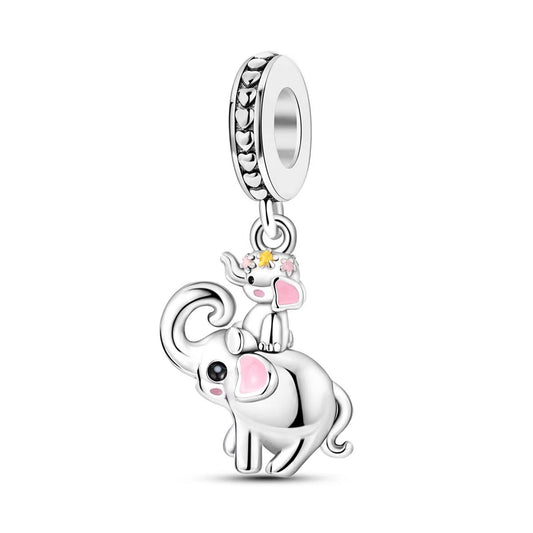 Mama & Baby Elephant Dangle Charm