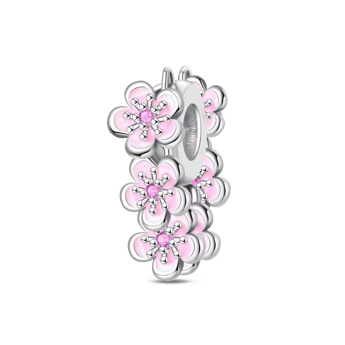 Pink Cherry Blossom Clip Bead Charm