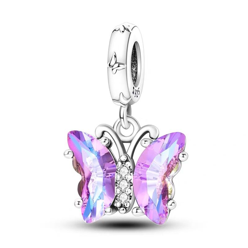 Pink Aurora Crystal Butterfly Dangle Charm