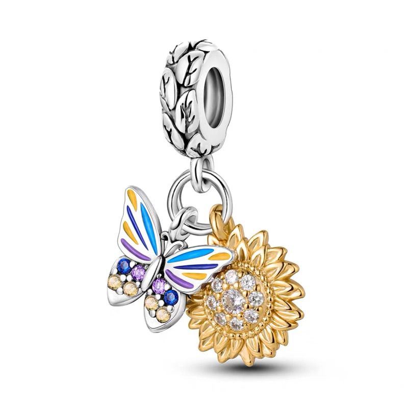 Butterfly & Sunflower Double Dangle Charm