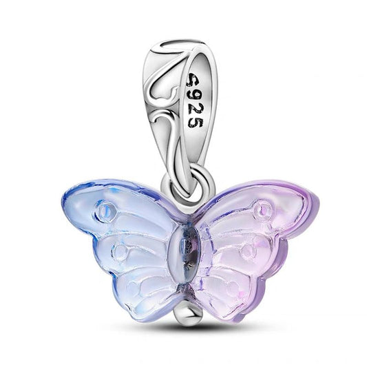 Blue & Lavender Glass Butterfly Dangle Charm