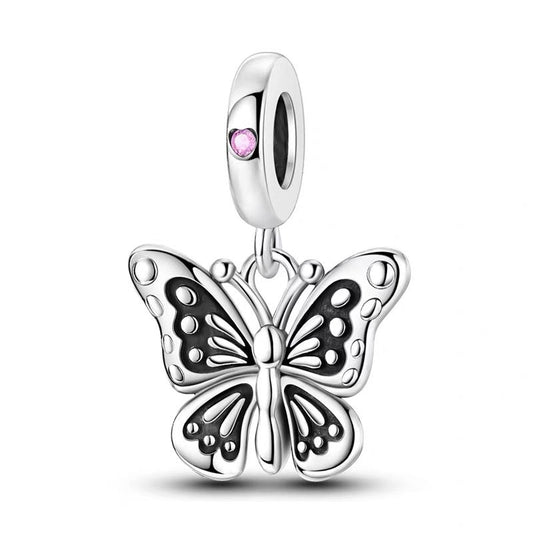 Oxidised Silver Butterfly Dangle Charm