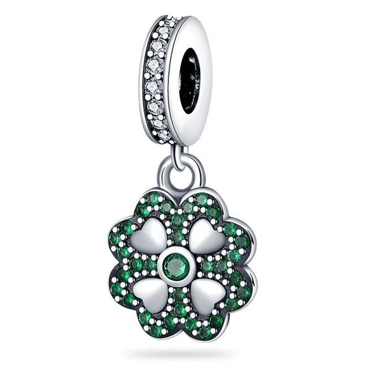 Emerald Pavé Flower Dangle Charm