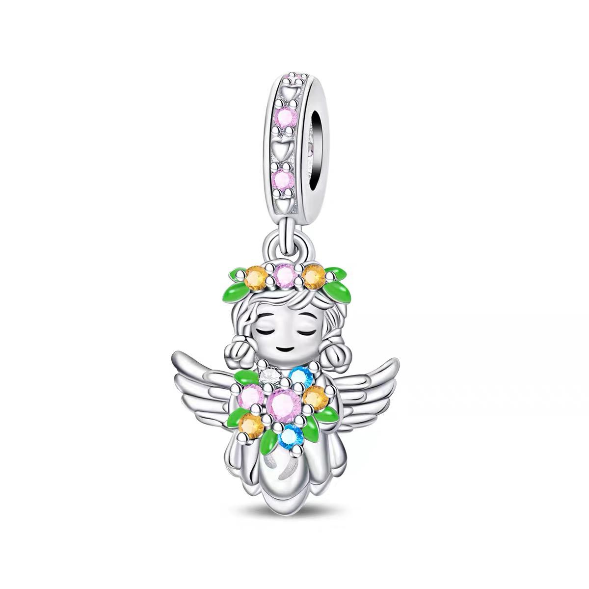 Flower Angel Girl Dangle Charm