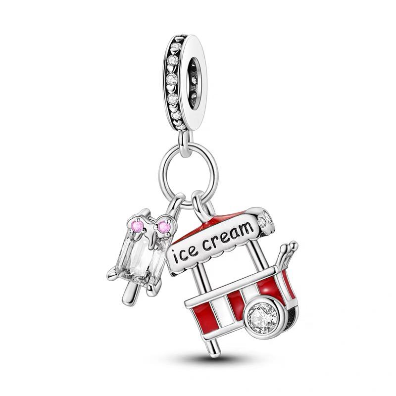 Ice Cream Cart & Popsicle Dangle Charm