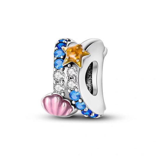 Ocean Wave Starfish & Shell CZ Bead Charm