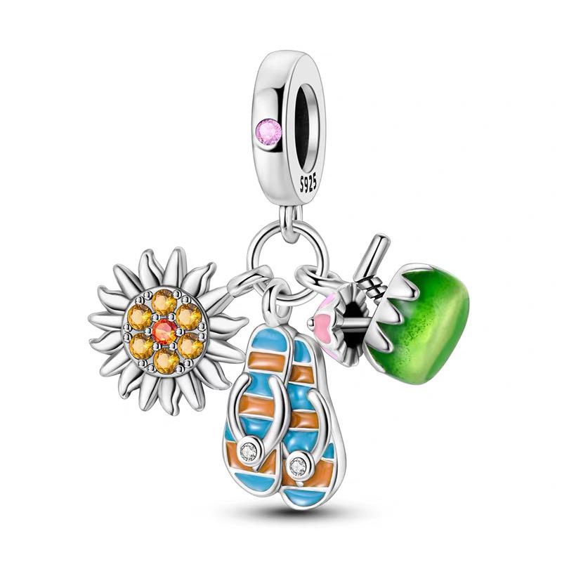 Sunflower, Flip Flops & Cocktail Dangle Charm